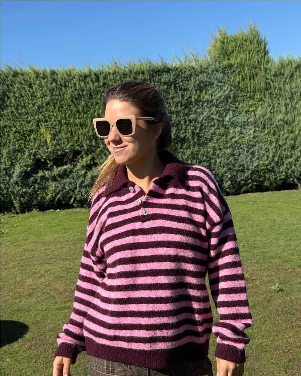 Polo striped PINK BURGUNDY