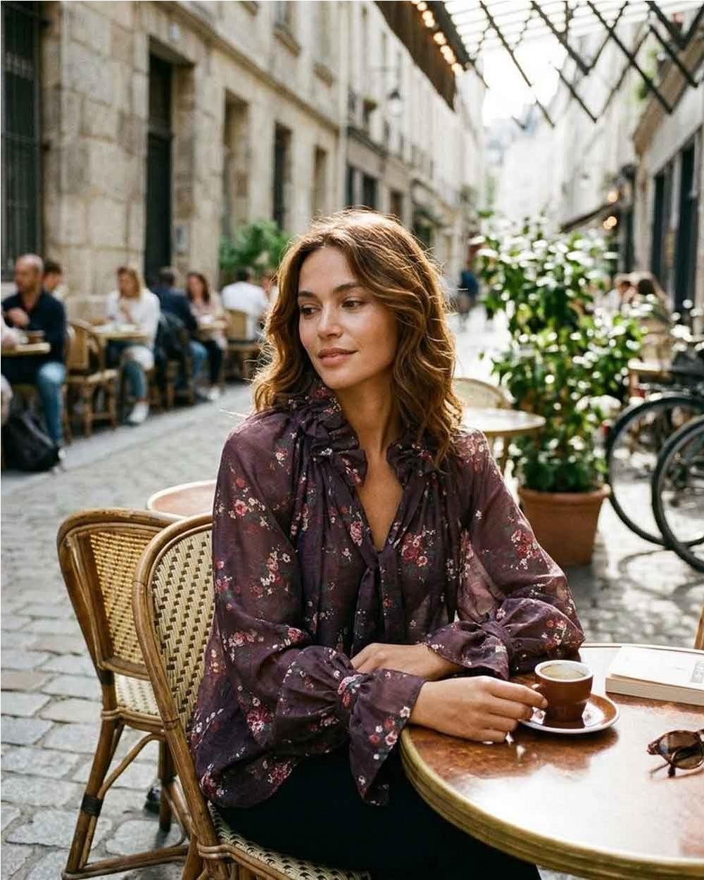 Blusa Dahlia Flower con lazada MEADOW