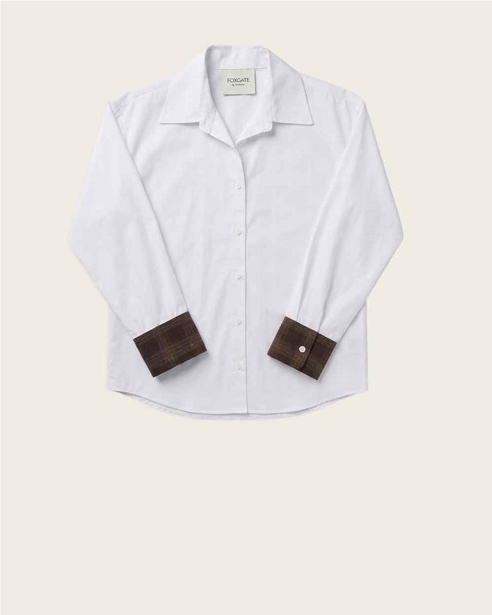 Camisa de algodón con puño cuadro WHITE