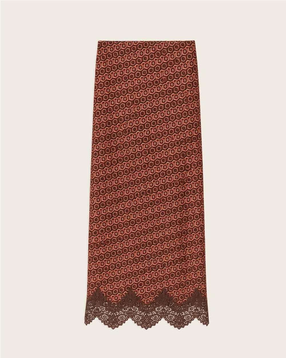 Falda larga neat print con lace TEJA