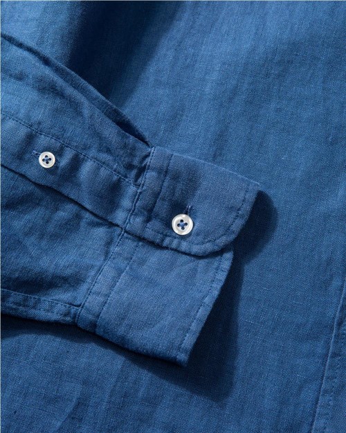 Camisa linen plain navy 2