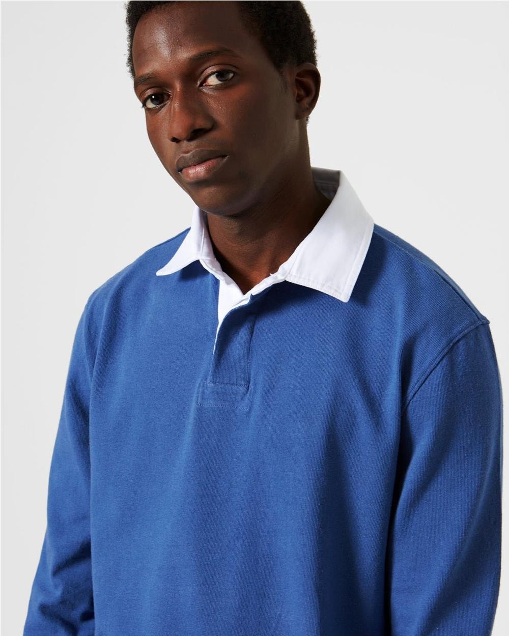 Polo Spring manga larga plain blue Polo Spring manga larga plain blue