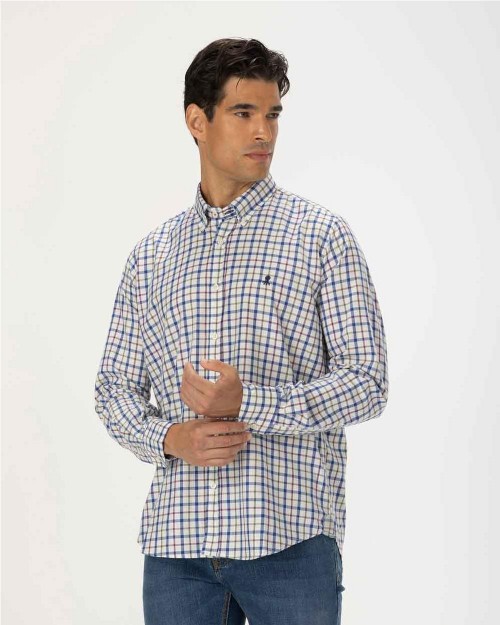 Camisa multi check azul indigo