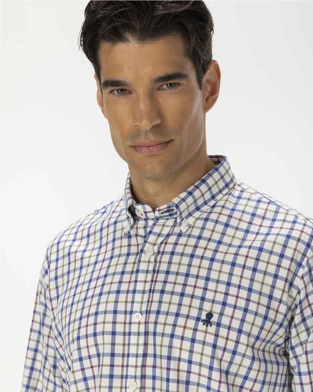 Camisa multi check azul indigo