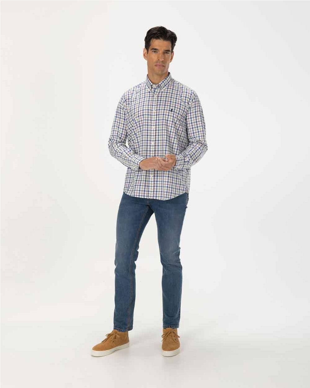 Camisa multi check azul indigo