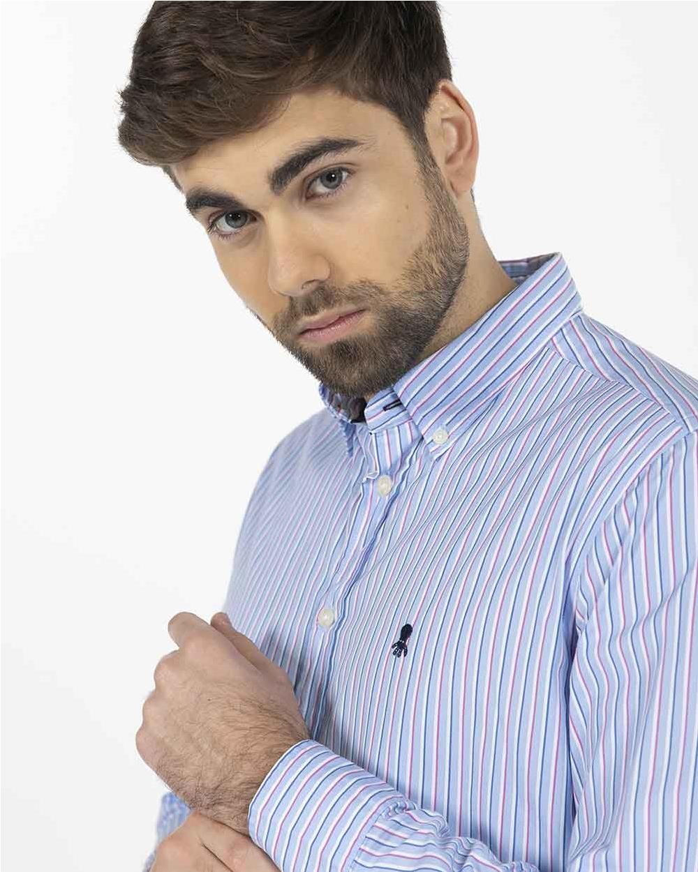 Camisa rayas popelín hombre