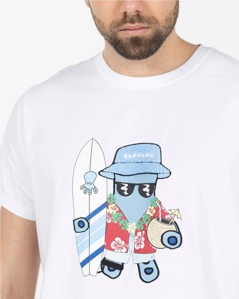 Camiseta Hawaiano hombre BLANCO