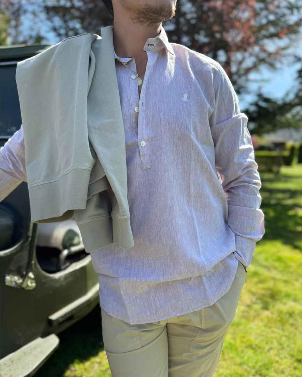 Camisa lino guayabera hombre