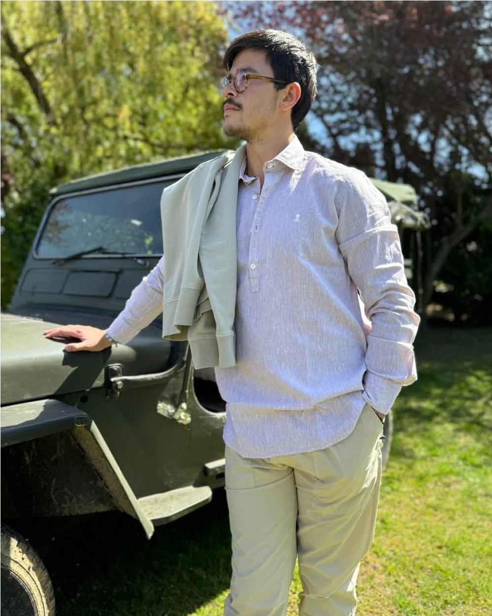 Camisa lino guayabera hombre