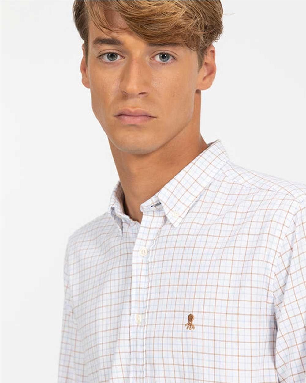 Camisa cuadro ventana oxford hombre...