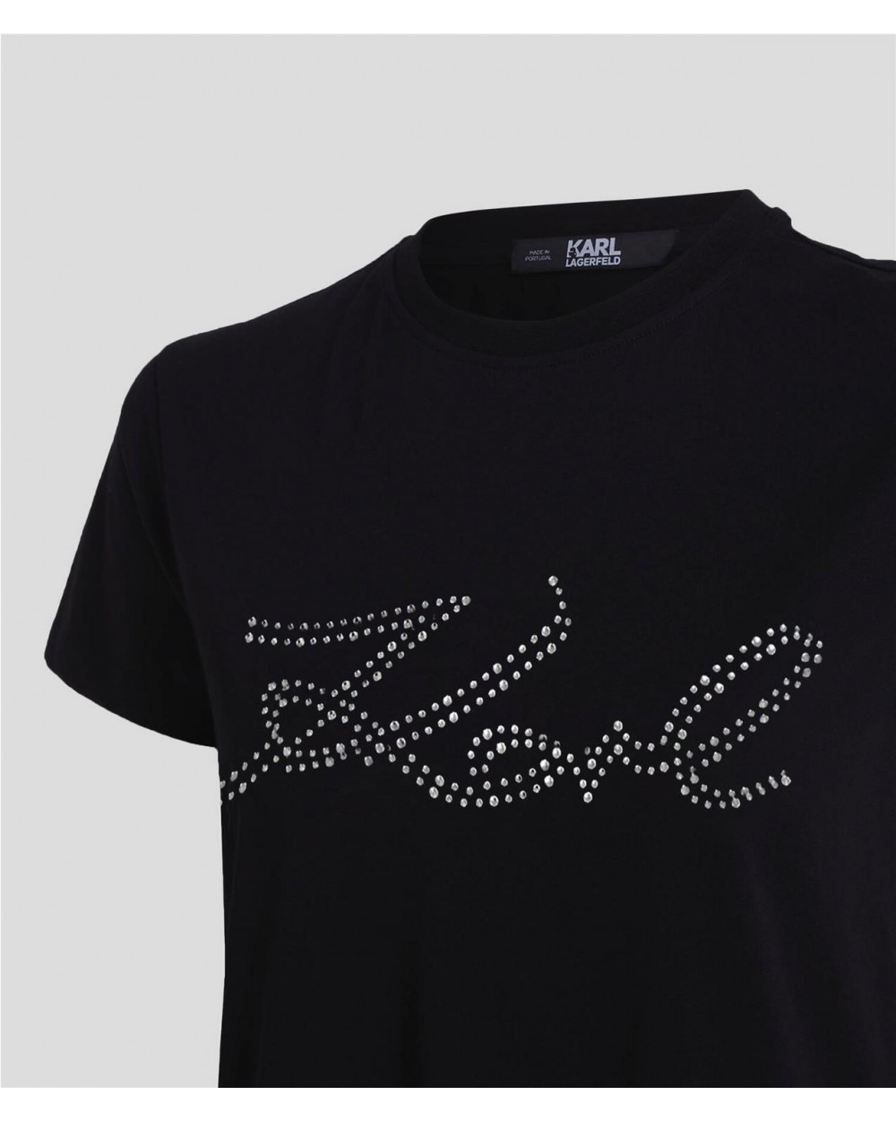 T-shirt logo rhinestone mujer NEGRO
