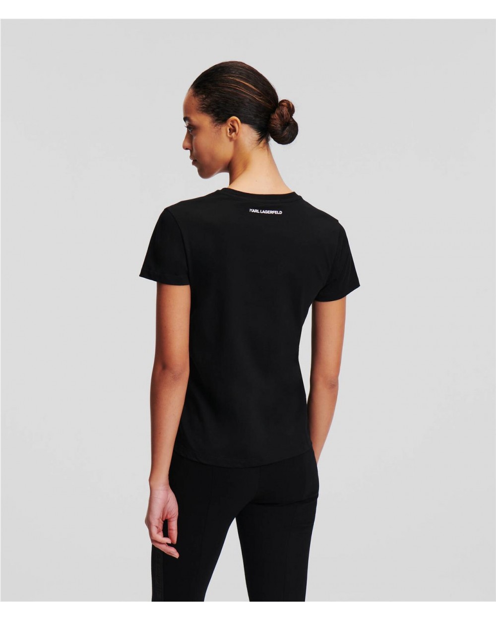 T-shirt logo rhinestone mujer NEGRO